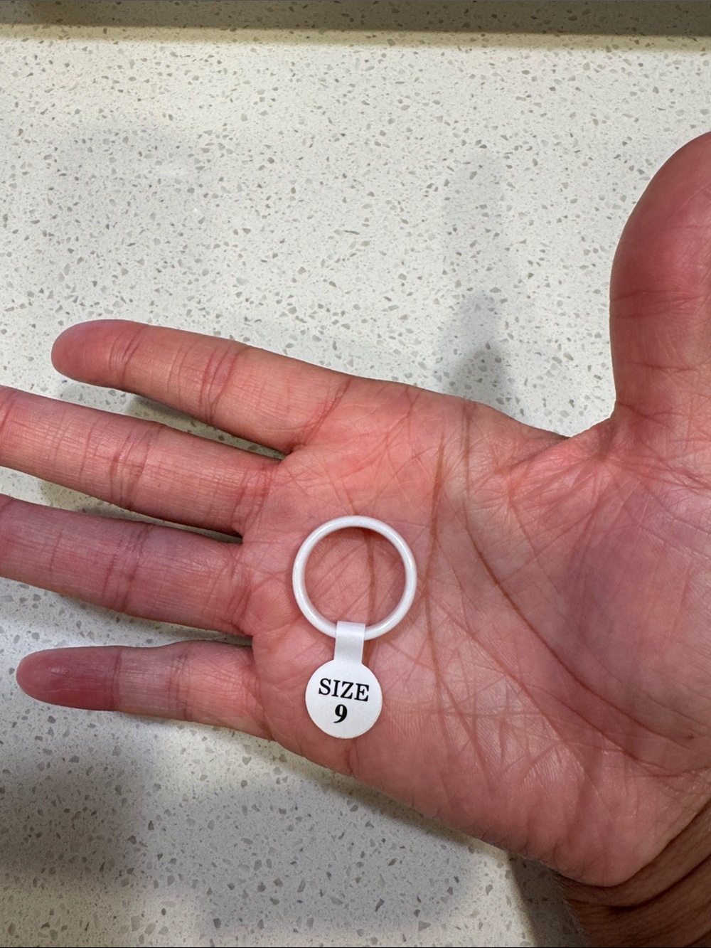 White Ceramic Size 9 Ring Sizer Tag